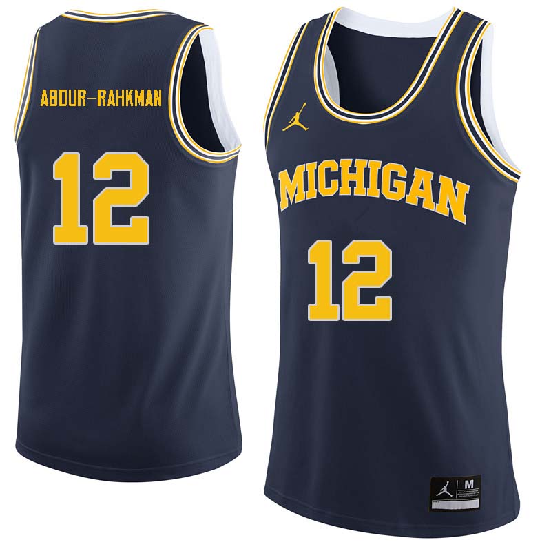 Men #12 Muhammad-Ali Abdur-Rahkman Michigan Wolverines College Basketball Jerseys Sale-Navy